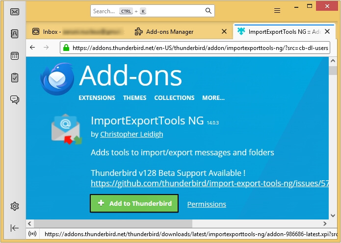 click on Add to Thunderbird
