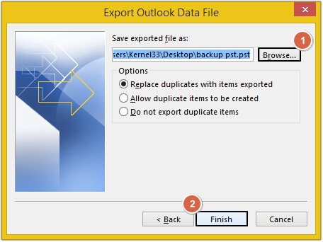 Click on Browse to define the saving location