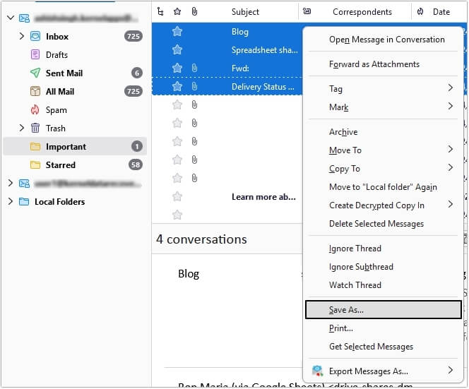 select all the necessary emails