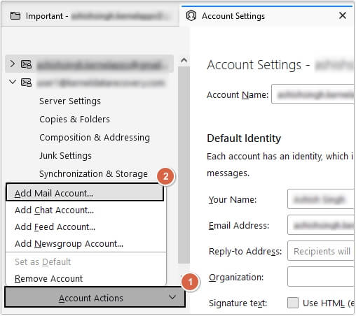 Click on Account Actions