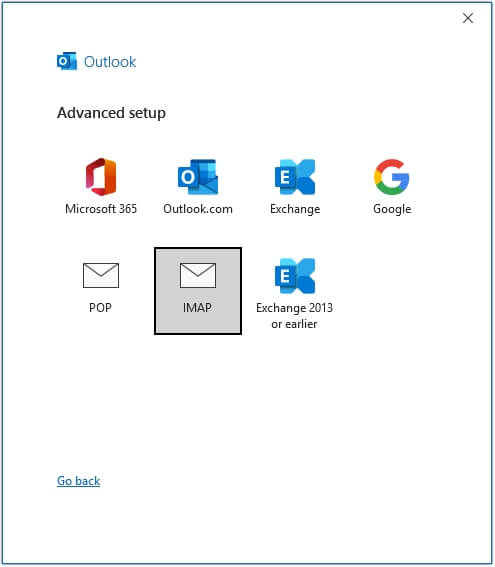 select imap account