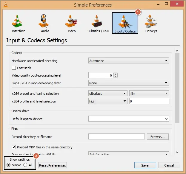 click All from the show settings.