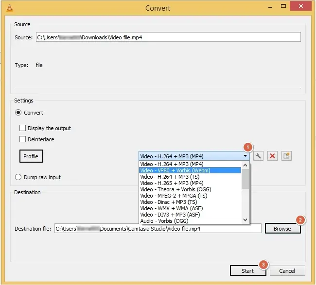 Select another video format from the drop-down list 