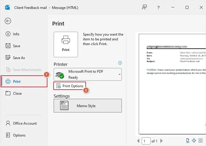 Now click on Click Print Options.