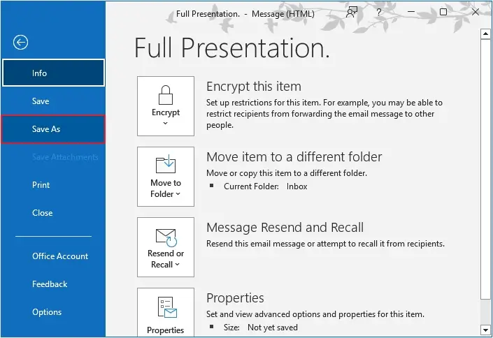 Now Click on Save As option.