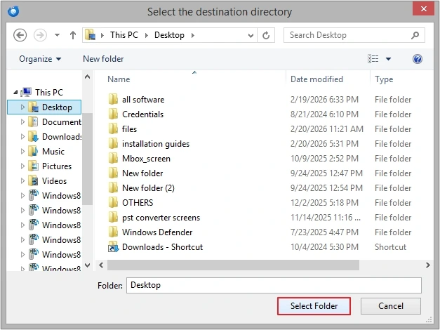 click select folder
