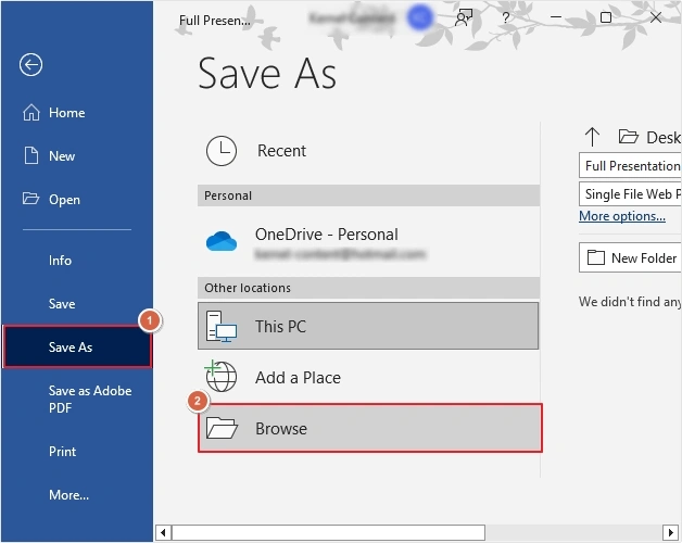 click save as then browse