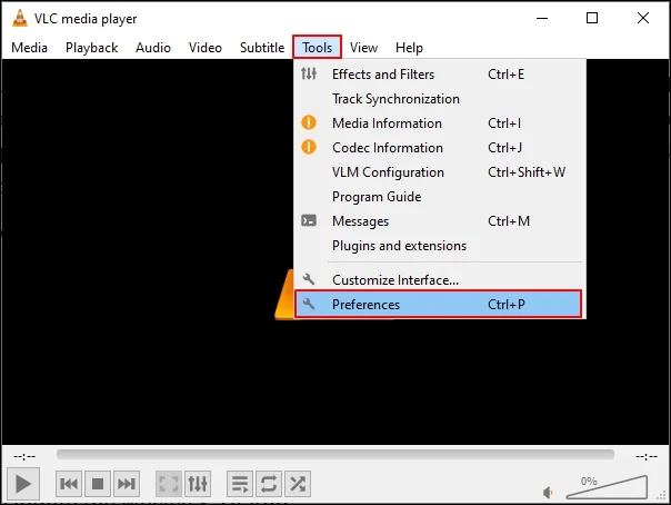 Launch VLC media playe and select Preferences option