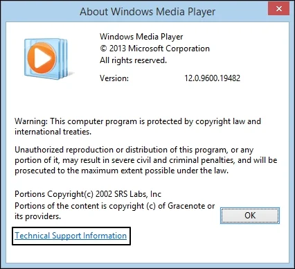 Click on Technical Support Information option