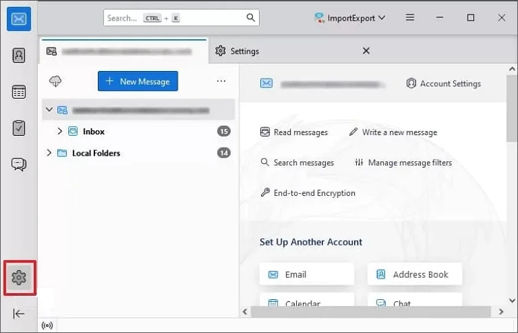 Launch Thunderbird and click on the Settings