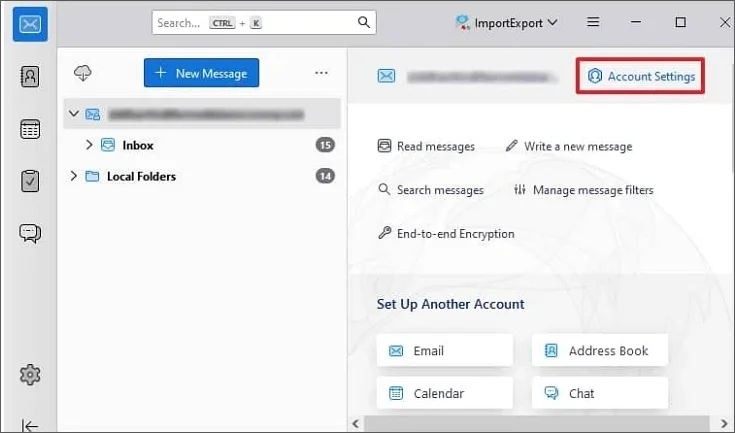 Go to Account settings in Thunderbird